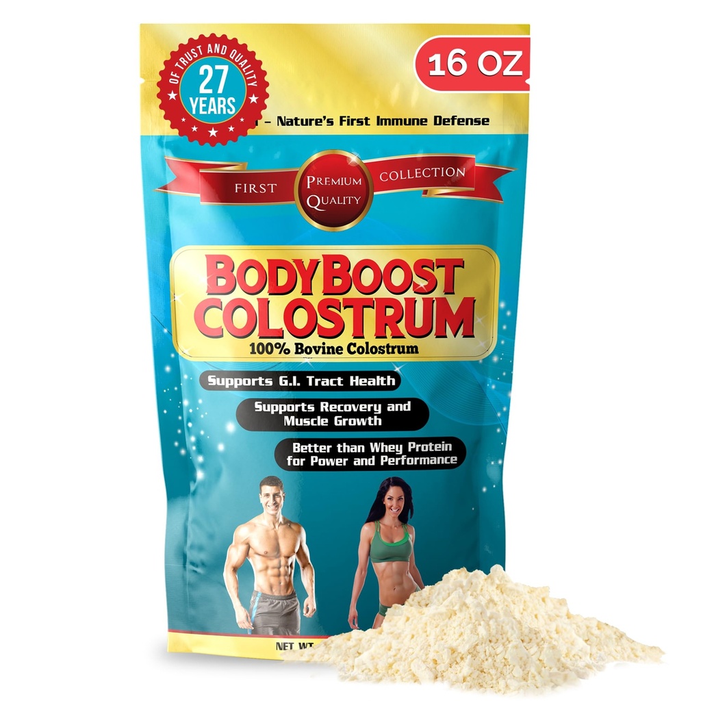 BodyBoost Whole Colostrum, 100% Bovine Colostrum Powder, Immune Booster with Immunoglobuline & Lactoferrin, Grass Fed Colostrum for Gut Health, 16 oz