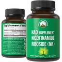 Nicotinamide Riboside NR Supplément. NMN Supplément alternatif NAD + Niacinamide pour les niveaux NAD+ à notre âge. Troisième partie testée, non-OGM, sans gluten, Vegan NR suppléments de vitamine pour les femmes et les hommes