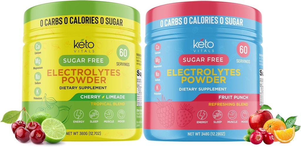 Keto Vitals Limeade de cerise avec punch de fruits - 2 packs Limeade de cerise et punch de cerise