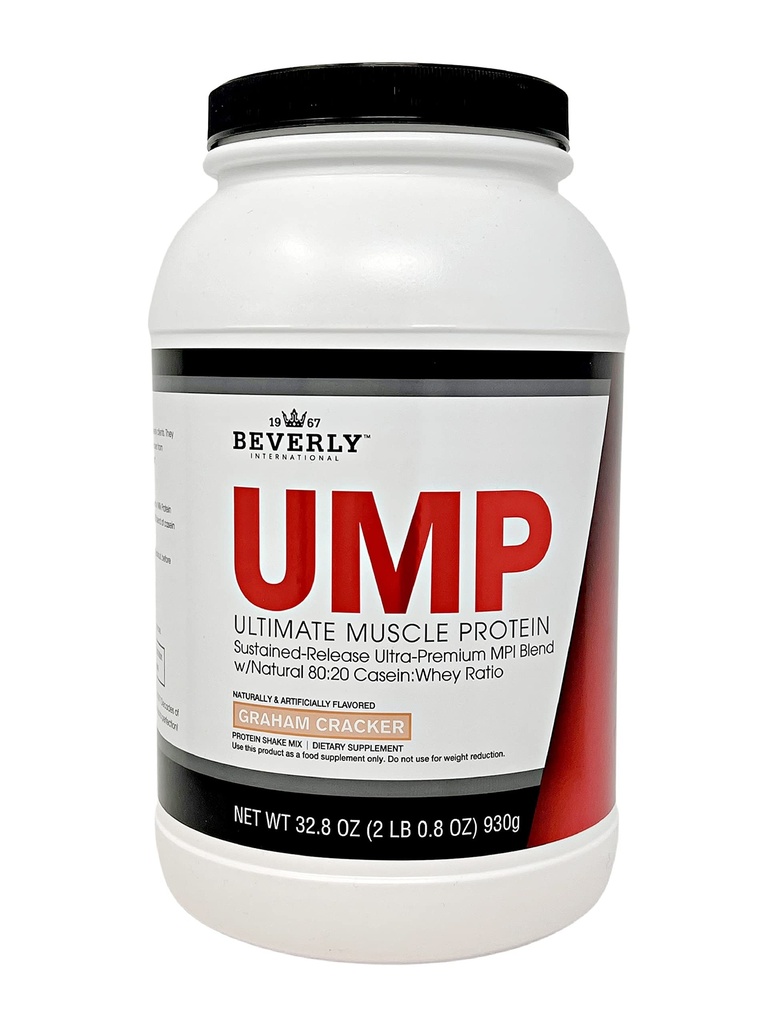 Beverly International UMP Protein Powder, Graham Cracker. Unieke Whey-Casein Ratio bouwt Lean Muscle Support. Gemakkelijk te Digest. Geen Bloat. (32,8 oz) 2 lb .8 oz
