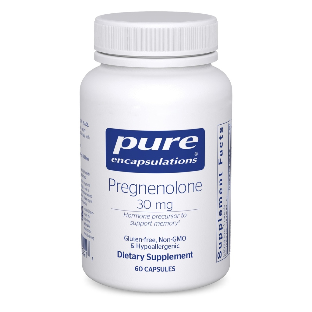 Pure Encapsulations Pregnenolone - 30 mg - Hormone ondersteuning - Geheugenondersteuning en hersensupplement - Glutenvrij & Veganistisch - 60 capsules