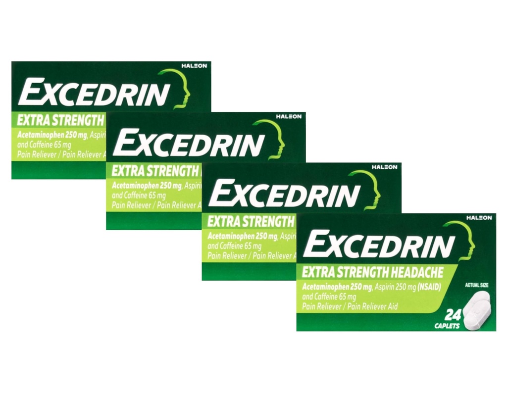 Excedrine Extra Sterkte, Acetaminofen, Aspirine (NSAID) en Cafeïne, 24 kt (verpakking van 4)