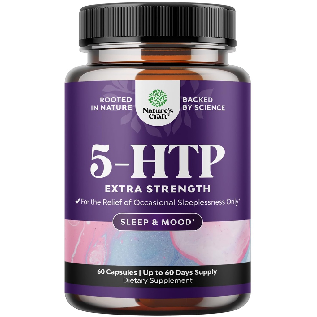 5 HTP Supplément 5-Hydroxytryptophane - 5HTP 100mg par portion Enhancer doux de sommeil et d'humeur - 5-HTP 100 mg par portion Supplément d'humeur et capsules de soutien du sommeil de Griffonia Simplicifolia