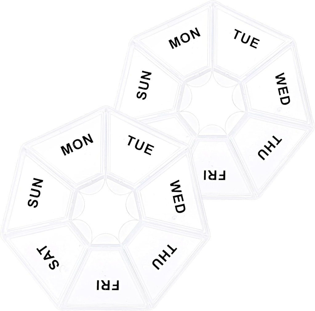 Sibba 7 dagen pil Organisator, 2 stuks Medicine pil Box, Dagelijkse pil houder, Portable Travel pil Container houder voor Pocket of Purse, Geneeskunde Planner voor Vitaminen Visolie, Supplementen(Clear)
