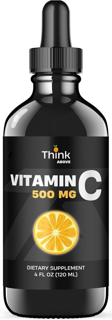 Liquid Vitamin C - High Dose - Vitamine C Drops - for Adults and Kids - 500 mg - Liquid VIT C - Non GMO - Vitamine C Liquid Supplement (4 fl oz 120 ml)
