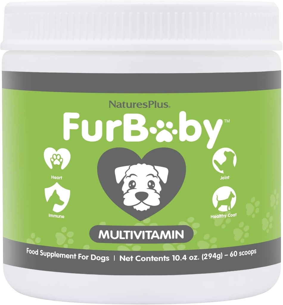 NaturesPlus FurBaby Multivitamine voor honden - 10.4 oz - Ondersteunt Joint Health, Immune Function, Healthy Coat & Energy Production - Non-GMO - 60 Servers