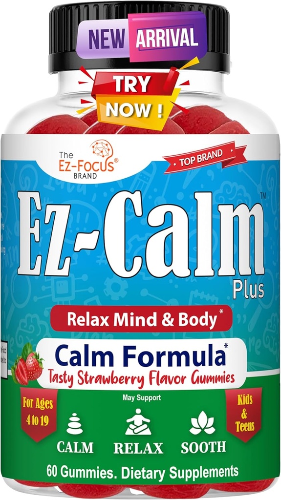 Kalmerende Ashwagandha Gummies voor tieners- Kalm slapen Gummies - Natural Focus Gummies met Ashwagandha Root Extract - Ashwagandha Supplement voor Slaapstress Balance - 60 Vegan Sugar Free Kauwen