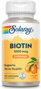 SOLARAY Biotin 1000mcg Lozenges - Biotin Supplement met Vitamine A - Zenuwfunctie en Cellular Energy Ondersteuning - Natuurlijke Sinaasappelsap smaak, Grote Smaak, 60-dagen garantie, 100 porties, 100 Lozen