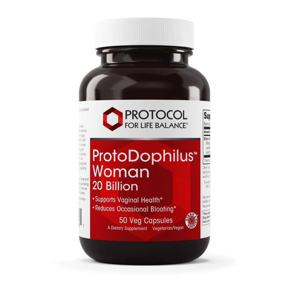 PROTOCOL VOOR LIFE BALANS Proto Dophilus Woman - 20 miljard - Probiotica voor Gut Health - Ondersteuning Vaginale gezondheid & Bloating Relief - Vegan & Kosher - 50 Veg Capsules
