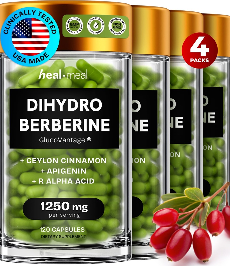 Dihydroberinesupplement - Dehydro berberinesupplement - Super berberinesupplement met Ceylon kaneel & R Alpha Lipoïnezuur & Apigenine - Hydroberberine 480 capsules (4 verpakkingen)
