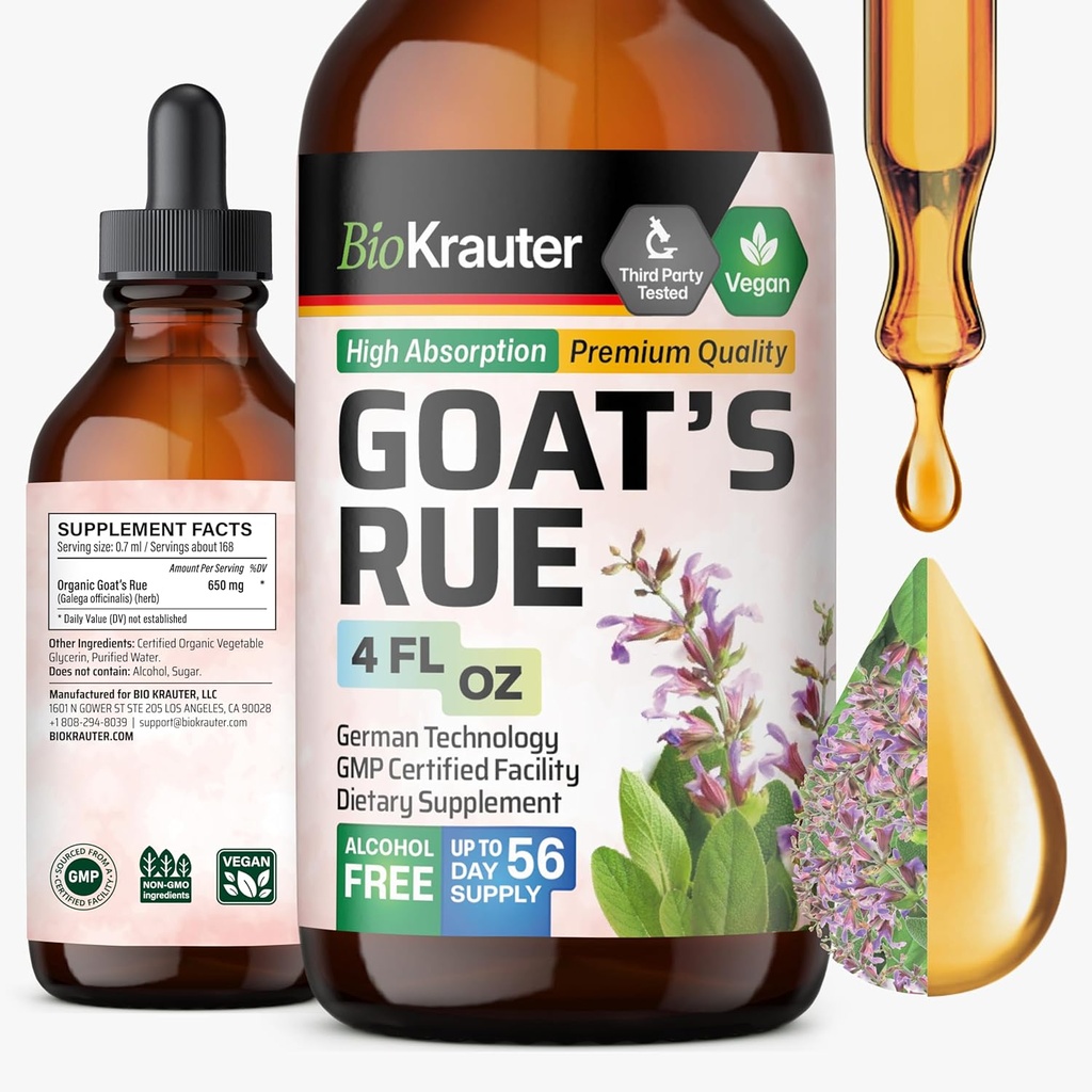 BIO KRAUTER Geiten Rue Borstvoeding Supplement Tinctuur - Vegan, Alcohol en Suikervrije Drops 4 Fl.Oz.