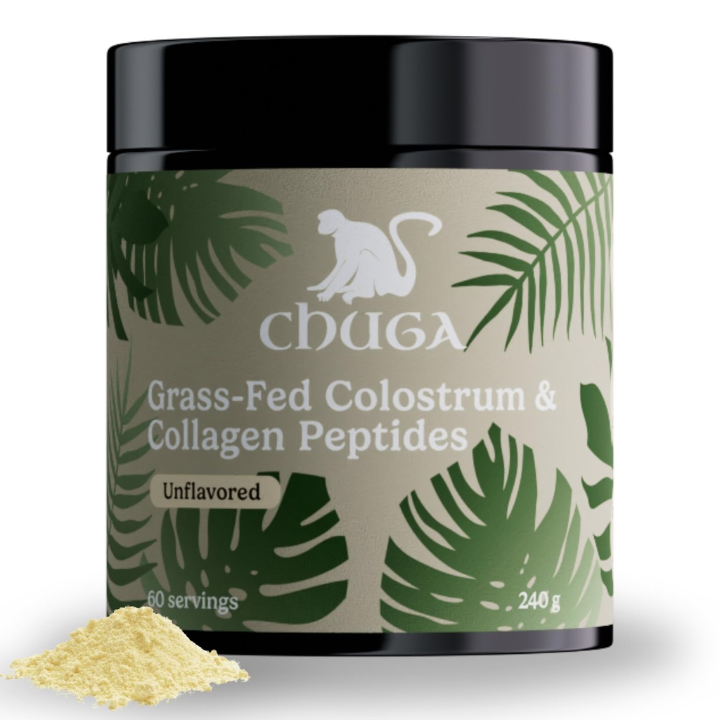 Chuga Grass Fed Colostrum & Collageen Peptides 60 Servers Verbetert het haar & Nails Gloeiende huid