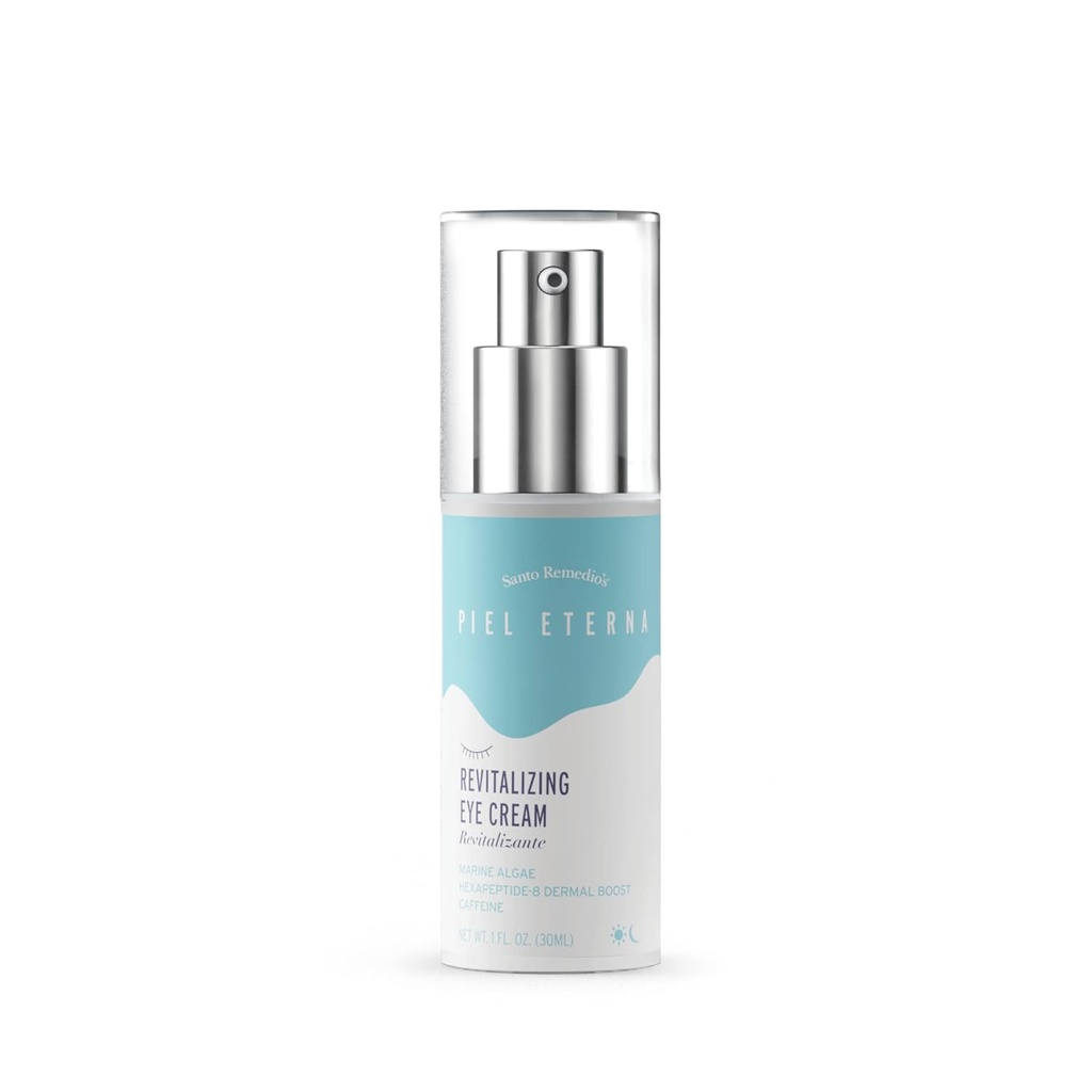 Santo Remedio, Piel Eterna, Revitaliserende Oogcrème, Verlichting Oogcrème, Helpt Verminderen Donkere kringen, Bevat Marina Algen, Cafeïne, Aloë, Hyaluronzuur, Vitamine E, Voor Alle Huidtypes, 1 Fl. Oz.