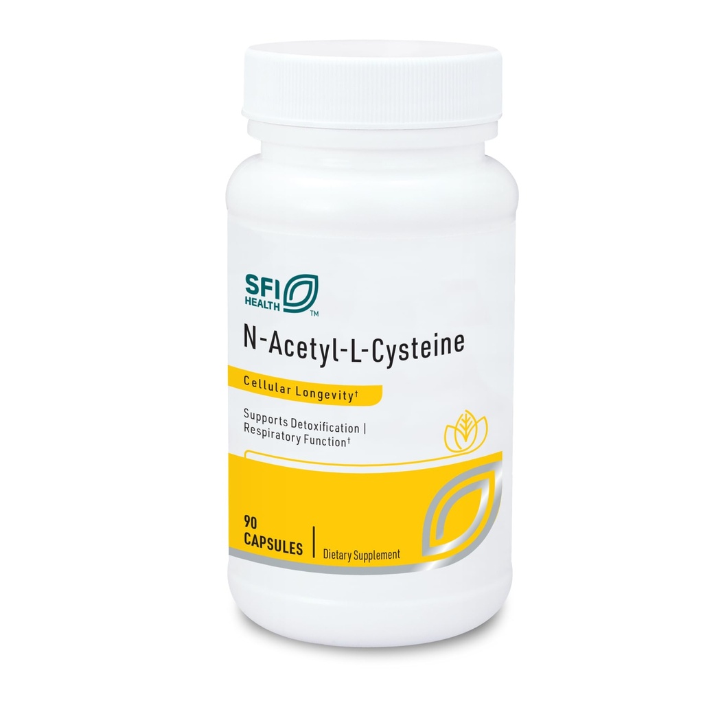 Klaire Labs SFI Health N-acétyl-L-Cysteine 500mg - Précurseur de glutathion acide amino NAC - Supplément pour soutenir la protection antioxydante cellulaire - Hypoallergénique, sans soja, sans maïs (90 capsules)