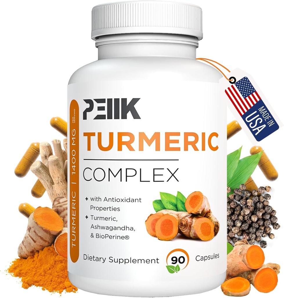 Kurkuma Curcumin met zwarte peper & Ashwagandha - Hoge Absorptie Ultra Krachtige Kurkuma Supplement met 95% Curcuminoïden, BioPerine & Ashwagandha - Kurkuma Capsules voor Gezamenlijke Ondersteuning 90 Capsules