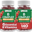 B Gommies complexes avec vitamine C – Grande dégustation 1 jour par jour de soutien énergétique et système nerveux pour les adultes – Gommies complexes de vitamine B non-OGM végan, casher et avec B12, B6, et acide folique – 70 Compte (2 Pack)