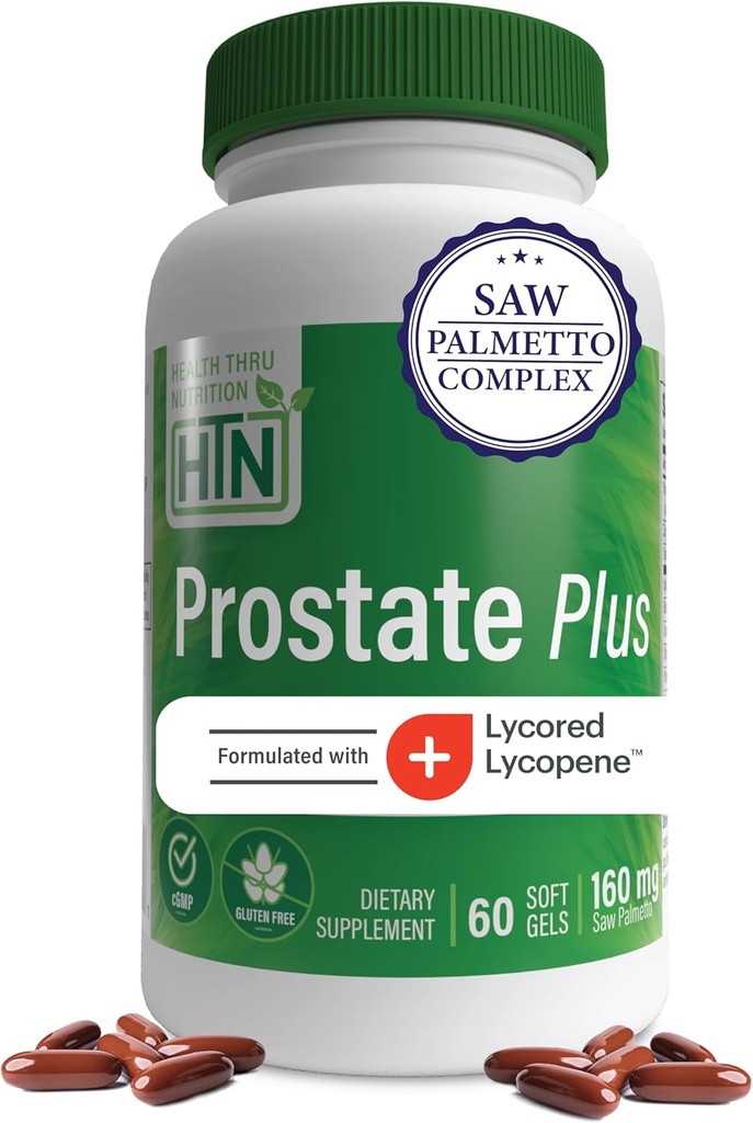 Health Thru Nutrition Prostate Plus met Saw Palmetto Extract, Lycopeen als Lycored, Plant Sterols, Selenium, Zink en Pompoenzaad 