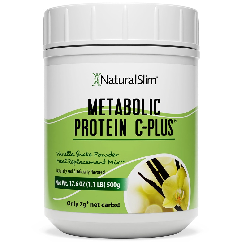 NaturalSlim Protein Powder with Vitamins and Minerals Metabolic C-Plus - Meal Replacement Powder fortified with Vitamin C, Zink & Amino Acid - Chocolate Protein Powder 10 Servers 1.1 lb.
