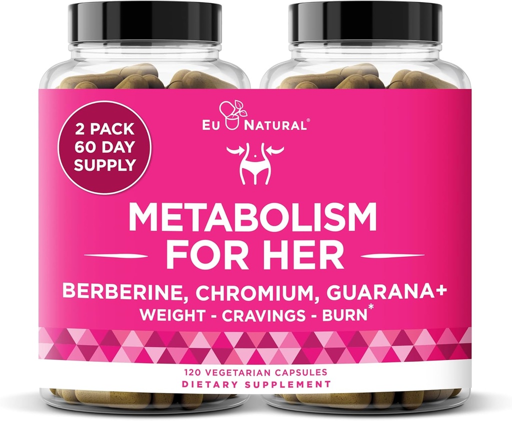 Metabolisme voor haar - Aartiet & Metabolisme Ondersteuning voor vrouwen - Curb Cravings, Reduce Caloric Intake & Promote Feelings of Fullness - Berberine, Chroom Picolinaat & Guarana - 120 Veg Capsules