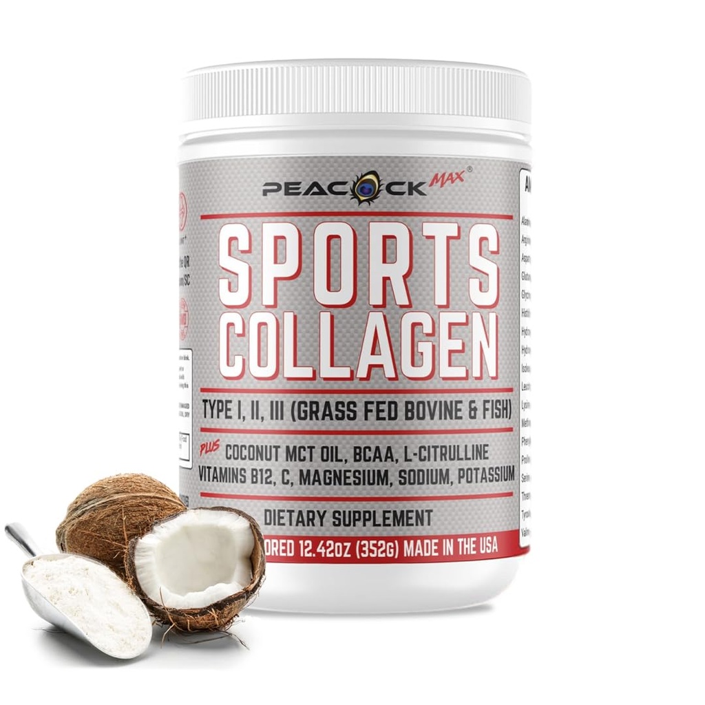 Sports Collagen Electrolytes Powder, 12.42 oz - Grass Fed Bovine & Wild Fish Hydrolyzed Type I, II, III Multi Collagen Peptides for Electrolyte Drinks, Unflavored Protein Powder with BCAA, Magnesium