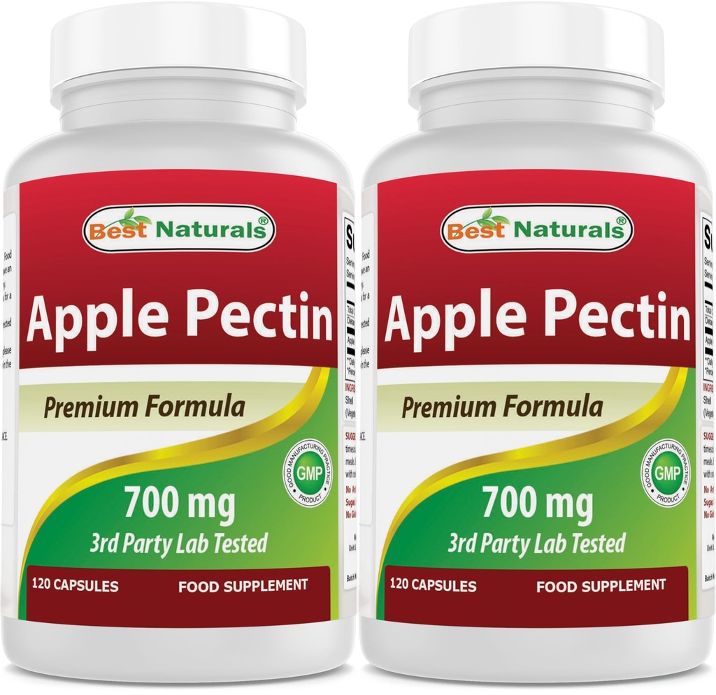 Best Naturals Apple Pectin 700 mg - Dieetvezel - Intestinale ondersteuning - 120 capsules (Pack of 2)