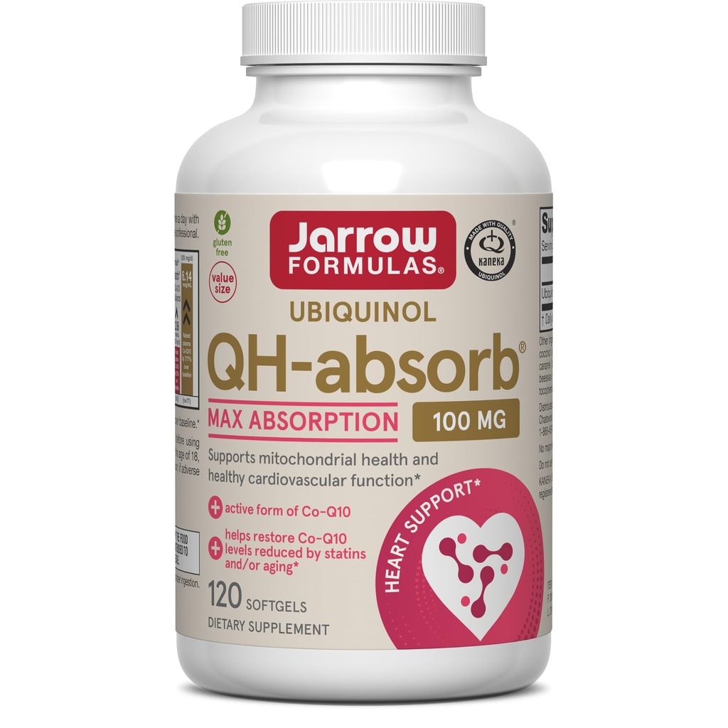 Jarrow Formules QH-Absorb, 100 mg, Ubichinol Dieetsupplement voor gezonde cardiovasculaire functie, 120 Softgels, 120 Day Supply
