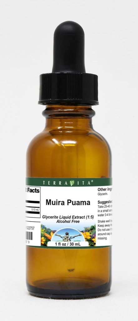 Extrait liquide de glycérite de Muira Puama (1:5) - Pas d'arôme (1 oz, ZIN: 522757) - 3 emballages