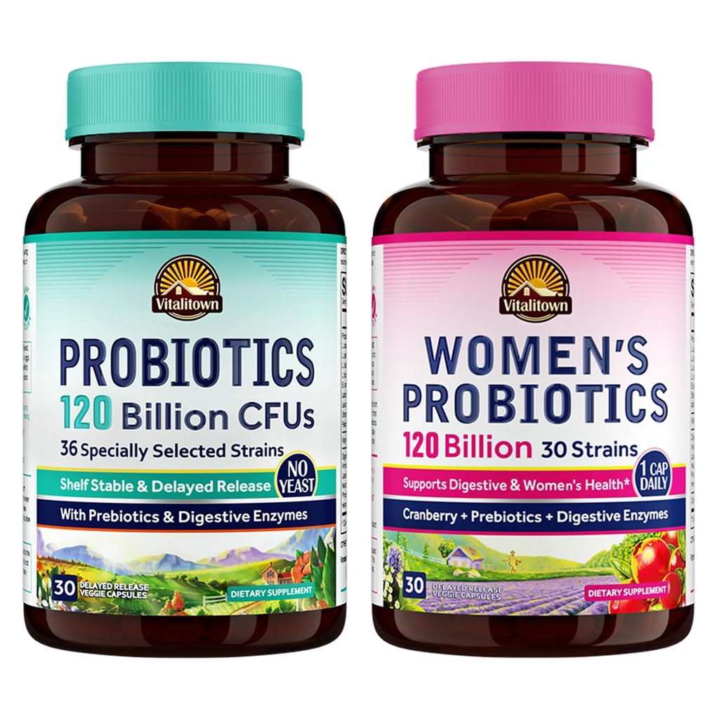 Vitalitown Probiotic Bundle (Pack of 2) Probiotics 120 Miljard CFUs (Item 1) & Women