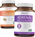 Ashwagandha & Adrenal (2-maand supply) Adrenal Balance Pack - Organic Ashwagandha Natural Adrenal & Cortisol Support (120 Caps) & Adrenal System & Cortisol Manager L-Tyrosine Fatigue Support (120 Cap)
