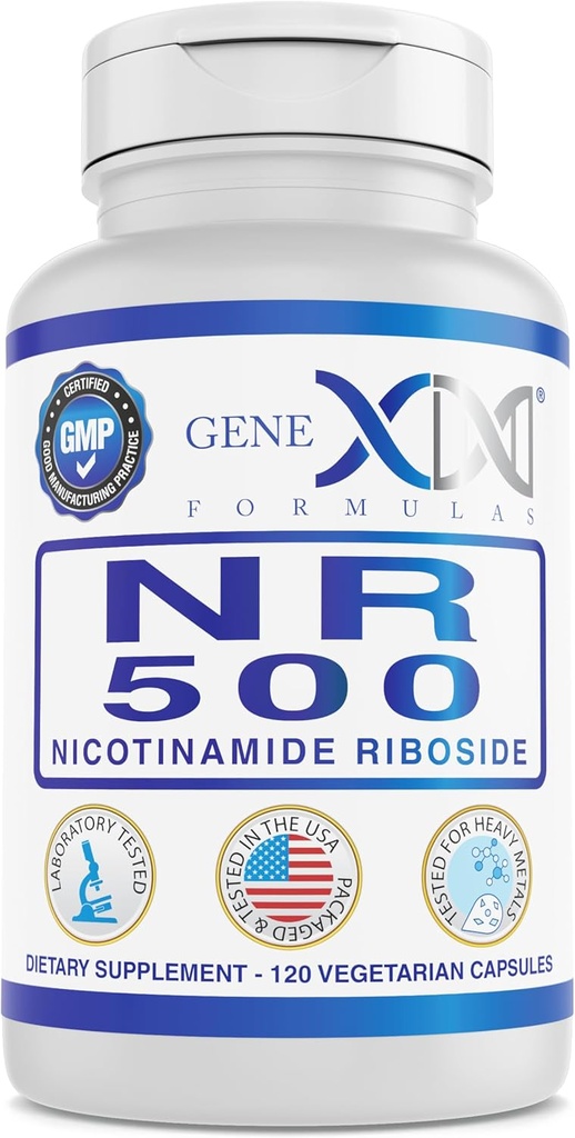 Genex Formules NR Nicotinamide Riboside 500mg/Serving (120 Capsules) NAD+ Precursor voor gezonde veroudering - GMP-Certified, Non-GMO, Gluten-Free, Vegetarisch (1 Pack)