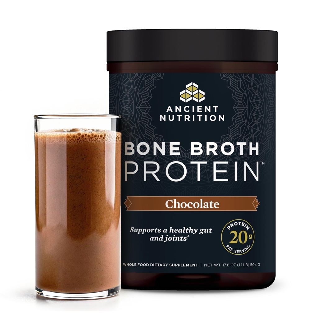 Oude voeding Proteïnepoeder gemaakt van echte bot Broth, chocolade, 20g eiwit per portie, 20 Serving Tub, Glutenvrij Gehydrolyseerde collagen Peptiden Supplement, Groot in eiwitshakes