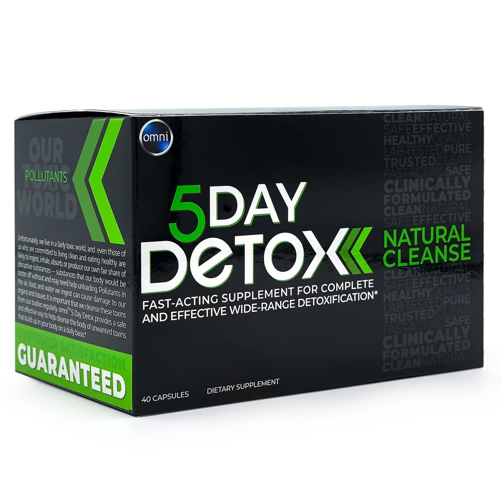 Wellgenix Omni 5 dagen Detox Cleanse - Premium Natural Body Detox Supplement, 40 capsules voor toxine verwijdering, Totaal lichaamszuivering, Ondersteunt gezonde lever, nieren, urinetrek, & spijsverteringssysteem