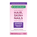 Nature's Bounty Advanced Cheveux, peau et ongles, supplément de vitamine infusée d'argan avec biotine et acide hyaluronique, 150 softgels à libération rapide, 50 portions totales