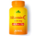 ALFA VITAMINS Vitamine C met Rose HIPS met 1000 mg vitamine C per portie - Antioxidant & Immuun Ondersteuning + Ondersteunt gezonde huid en gewrichten - Niet GGO, Veganistisch, Glutenvrij, Zuivelvrij - 100 Tabletten