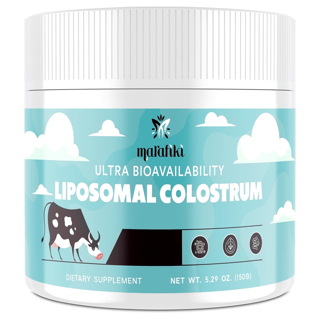 Marafiki Liposomal Bovine Colostrum Supplement - Grass Fed Colostrum Powder - Hoge biologische beschikbaarheid, Gemakkelijk te mengen (60 porties)