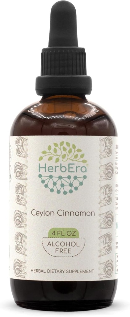 Ceylan Cinnamon B120 Teinture d'extrait d'herbe sans alcool, gouttes de liquide concentrées Cannelle naturelle (Cinnamomum Verum) (4 fl oz)