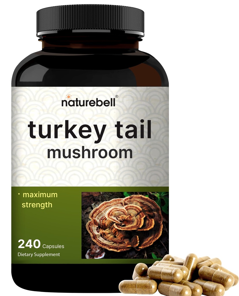 NatureBell Turkey Tail Mushroom Capsules 15.000mg Per Serving, 240 Telling 