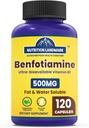 Vitamine B1 Benfotiamine, 500mg per portie, 120 Capsules,Fat & Water Oplosbare vitamine B1, Glutenvrij, niet-GMO, vegetarisch