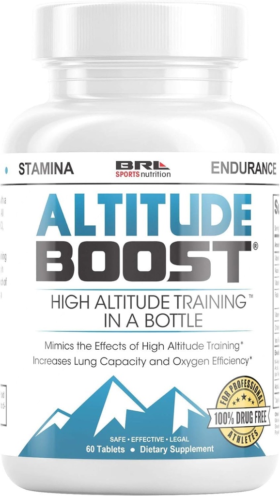 Hoogte Boost. Hoge hoogtetraining in een fles om VO2 Max, duurzaamheid, zuurstof met Alpha Lipoïnezuur, ijzer en vitamine B 12 (60 tabletten) te verhogen