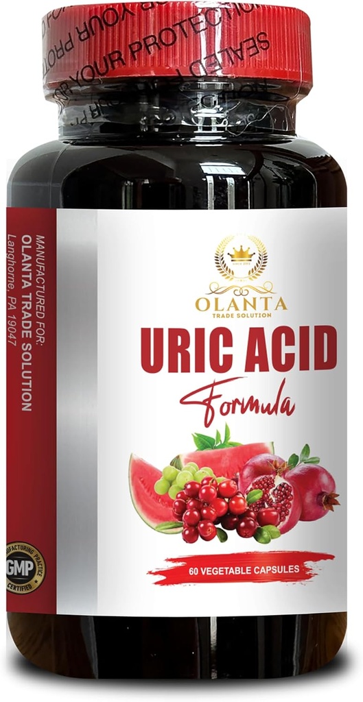 URIC Acid Support - Uric Acid & Joint Support Capsules, Herbal urinezuur Supplement, Uric Acid Support, Antioxidant-Rich - 1 Fles 60 Capsules