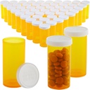 Bouteilles de 50 paquets vides avec bouchons - Bouteilles de médecine en plastique Dram 13 pilules - Vitres en plastique - Contenants pour médicaments sur ordonnance, vitamines et suppléments - Orange