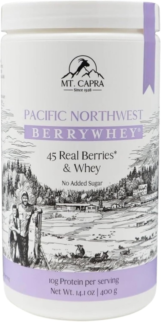 Mt. Capra Pacific Northwest BerryWhey , Remplacement de repas non-OGM Shake High dans les antioxydants avec les bleuets cultivés localement, Aronia Berry, et la protéine de chèvre Whey , 10 portions - 14,1 oz