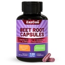 Beetwortelcapsules 1000mg per portie, ondersteunt de productie van stikstofoxide en de bloeddruk, met zwarte peperextract, non-GMO, glutenvrij, veganistisch - 120 tellen