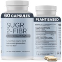 OPTIVIDA Sugr-2-Fibr - Premium Blood Sugar Support Supplement* (60 telling) - Ondersteuning gezonde bloedsuiker niveaus* door het ondersteunen van glucose Metabolisme aan vezel* - Glutenvrij, Niet GGO, Veggie Capsules.