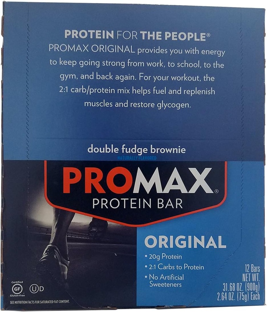 Promax Proteine Bar Double Fudge Brownie - 12 - 2,64 oz (75 g) bars [31,68 oz (900 g)]