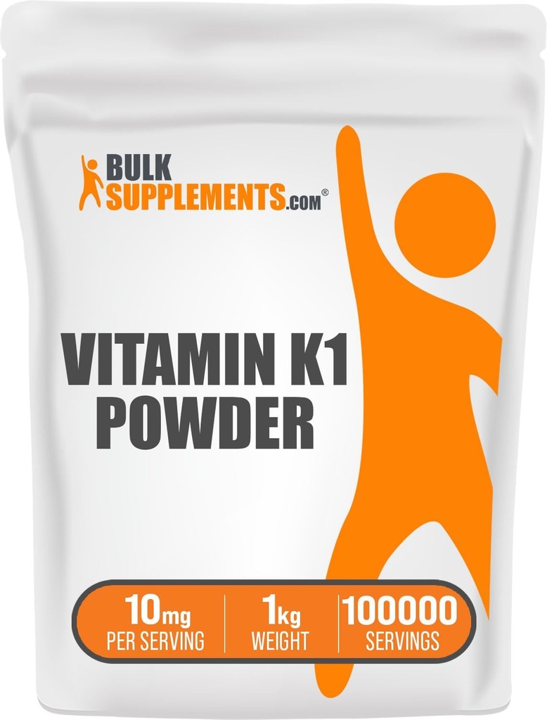BulkSupplements.com Vitamine K1 Powder - Vitamine K1 Supplement voor Bone and Heart Health Support - Glutenvrij, 10mg per portie, 1kg (2,2 lbs) (pakket van 1)
