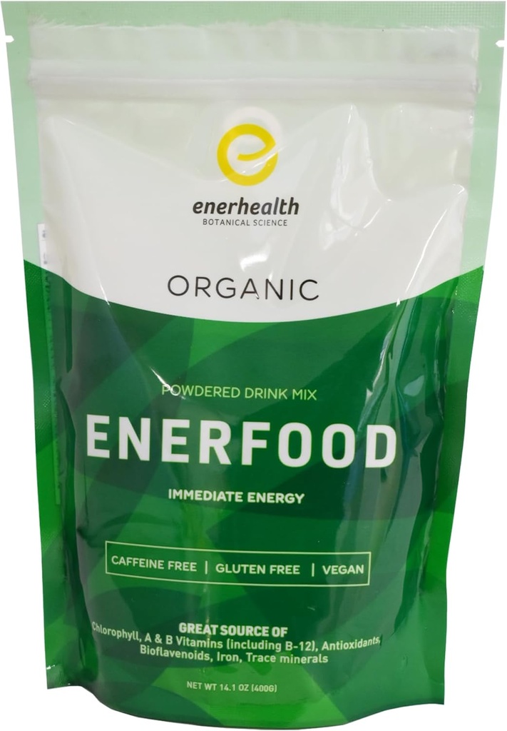 Botaniques Enerfood Mélange de boissons en poudre – Mélange de 20 superaliments organiques riches en chlorophylle, vitamines, antioxydants, bioflavonoïdes, fer et minéraux pour la désintoxication, énergie, bien-être – 14,1 oz