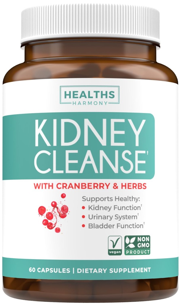 Nierreiniging Detox (Non-GMO) Ondersteuning Gezonde urinetrek- Krachtige VitaCran Cranberry Extract & Herbs Gezonde Nier Ondersteuning Supplement - 60 Vegetarische Capsules (geen pillen)
