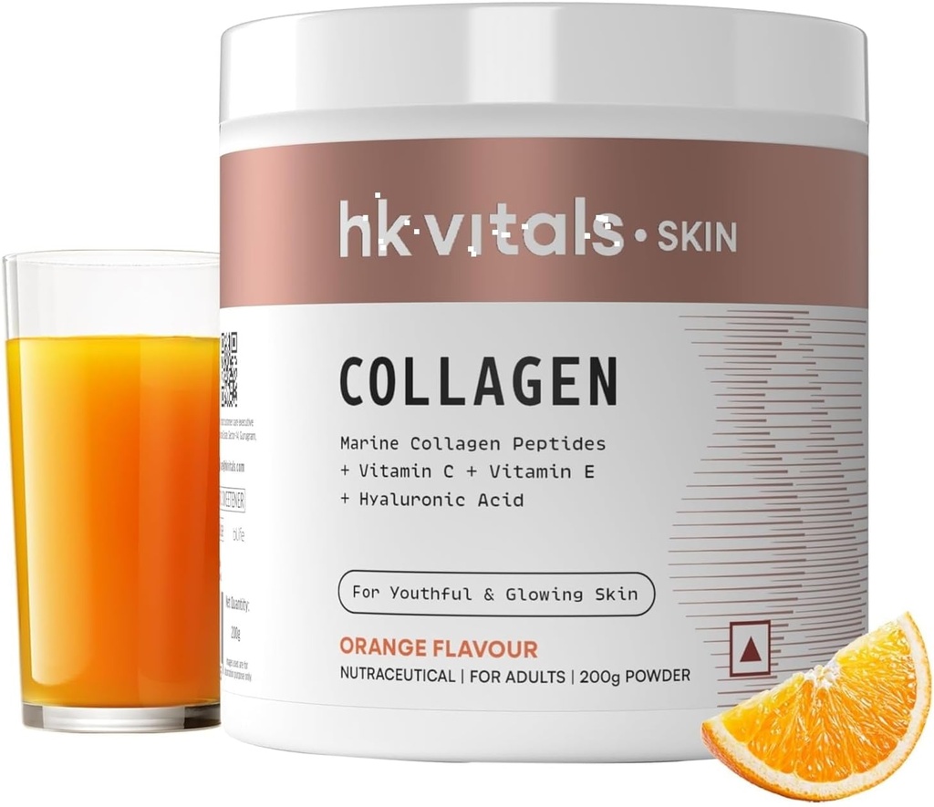 He.alth Kar.t Marine Collageen Supplement, 200g, Orange - Vitamine C, E, Natriumhyaluronaat, voor gezonde huid, haar en nagels