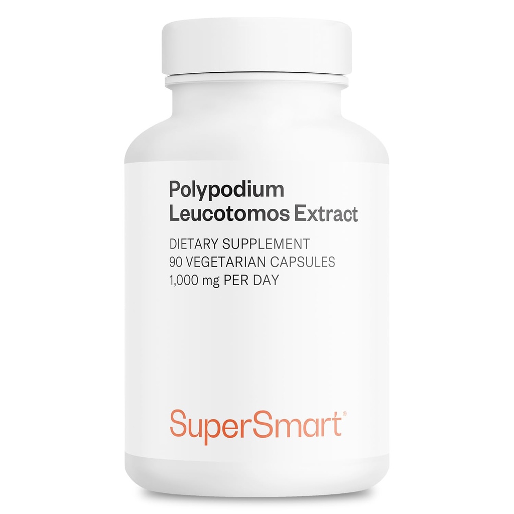 Supersmart - Extrait de Leucotomos Polypodium 1000 mg par jour (Supplément PLE) - Protection de la peau et santé - Formule antioxydante - Extrait de fougère - Sans OGM et sans gluten - 90 capsules végétariennes
